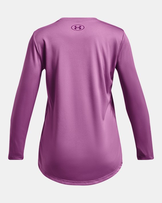 Girls' UA Tech™ Big Logo Print Fill Long Sleeve, Purple, pdpMainDesktop image number 1